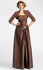  Sheath/Column Sweetheart Floor-length Taffeta And Lace Mother of the Bride Dress With A Wrap