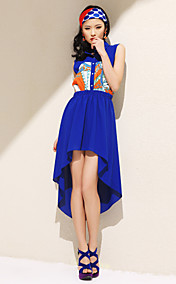 TS Contrast Color Print Irregular Hem Dress