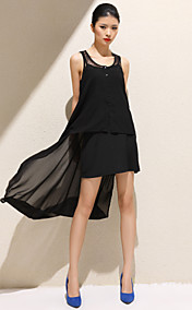 TS Lace Stitching Irregular Hem Blouse