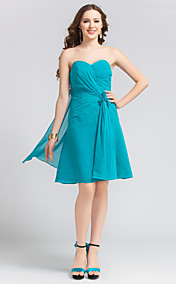 A-line Sweetheart Knee-length Chiffon Bridesmaid Dress