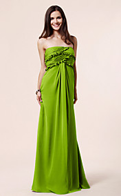 Sheath/ Column Strapless Floor-length Chiffon Bridesmaid Dress