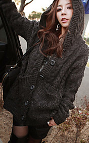 Women's Cable Knit Hooded Cardigan 
