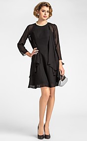  A-line Jewel Short/Mini Chiffon Mother of the Bride Dress With A Wrap