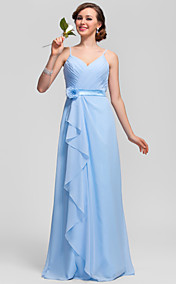  Sheath/Column V-neck Floor-length Chiffon Bridesmaid Dress