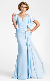  Trumpet/Mermaid V-neck Floor-length Chiffon Mother of the Bride Dress