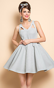 TS Backless Jacquard Skater Dress