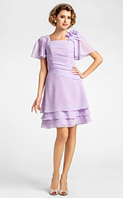  A-line Square Knee-length Chiffon Mother of the Bride Dress