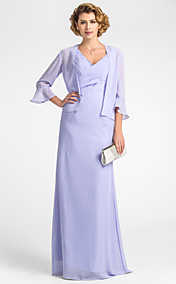  Sheath/Column V-neck Floor-length Chiffon Mother of the Bride Dress With A Wrap