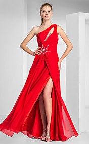 Sheath/Column One Shoulder Floor-length Chiffon Evening Dress 