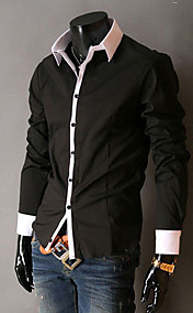 Men's Shirt Collar Contrast Color Casual Long Sleeve Shirt