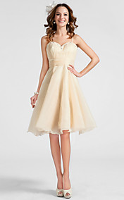 A-line Sweetheart Knee-length Organza Cocktail Dress 