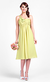 A-line One Shoulder Knee-length Chiffon Bridesmaid Dress