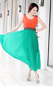SMJR Fashion Linen Chiffon Pleat Dress