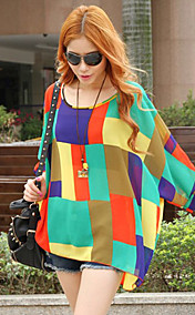 Women's Chiffon Oversized Color Block Blouse