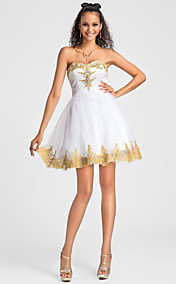 Ball Gown Sweetheart Short/Mini Tulle And Satin Cocktail Dress