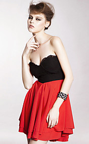 Contrast Layered Ruffle Bandeau Dress