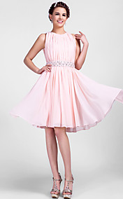 A-line Jewel Knee-length Chiffon Cocktail Dress 
