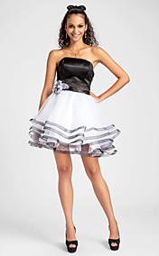  Ball Gown Strapless Short/Mini Satin And Tulle Cocktail Dress