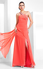 Sheath/Column One Shoulder Floor-length Chiffon Evening Dress (466616)
