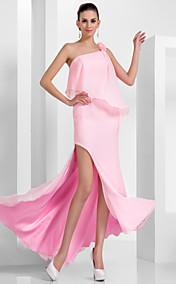 Sheath/Column One Shoulder Asymmetrical Chiffon Evening Dress 