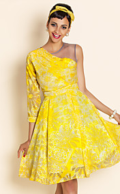 TS One Shoulder Jacquard Swing Dress