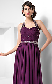 Sheath/Column Halter Floor-length Chiffon Evening Dress 