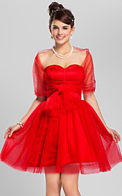 A-line Sweetheart Knee-length Tulle And Satin Cocktail Dress