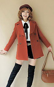 Women's Casual Double Breast Woolen Coat