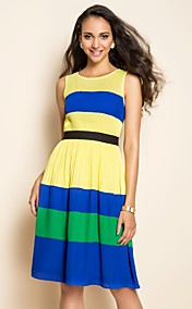 TS Stripes Contrast Color Chiffon Dress