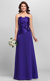 A-line Spaghetti Straps Floor-length Satin Bridesmaid Dress