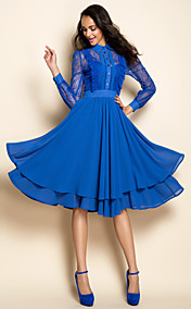 TS VINTAGE Lace Chiffon Midi Dress