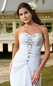  Sheath/Column Sweetheart Court Train Chiffon Wedding Dress