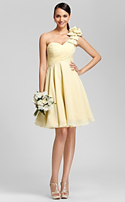  A-line One Shoulder Knee-length Chiffon Bridesmaid Dress