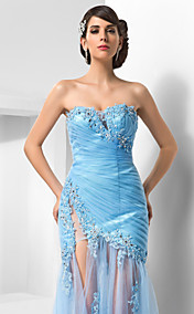  Sheath/Column Sweetheart Sweep/Brush Train Tulle Evening Dress