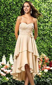  A-line Sweetheart Asymmetrical Chiffon Bridesmaid Dress