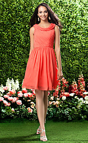  A-line Cowl Knee-length Chiffon Bridesmaid Dress