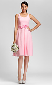A-line Scoop Knee-length Chiffon Bridesmaid Dress 