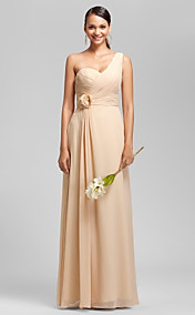  Sheath/Column One Shoulder Floor-length Chiffon Bridesmaid Dress