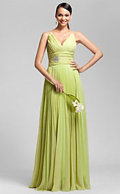  Sheath/Column V-neck Floor-length Chiffon Bridesmaid Dress