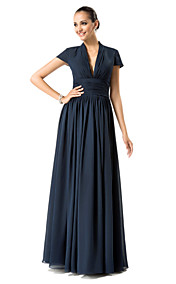  Sheath/Column V-neck Floor-length Chiffon Evening Dress