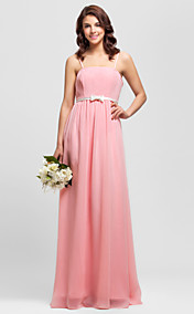 Sheath/Column Spaghetti Straps Floor-length Satin Bridesmaid Dress