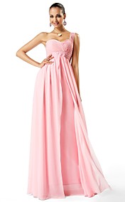  Sheath/Column One Shoulder Floor-length Chiffon Evening Dress (466606)