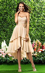 A-line Sweetheart Asymmetrical Chiffon Bridesmaid Dress
