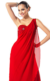  Sheath/Column One Shoulder Floor-length Chiffon Evening Dress
