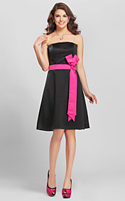 A-line Straps Knee-length Satin Modern Bridesmaid Dress with Removale Straps