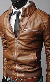 Men's Stand Collar Slim Motorcycle Jacket 