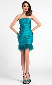 Sheath/Column Strapless Short/Mini Taffeta Cocktail Dress