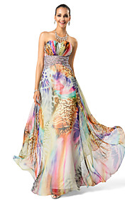 A-line|Princess Sweetheart Floor-length Printed Chiffon Evening Dress