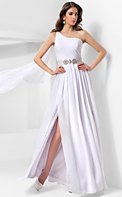 A-line One Shoulder Floor-length Chiffon Evening Dress