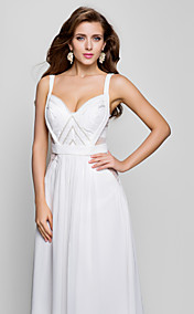 A-line V-neck Floor-length Chiffon Evening Dress  (493575)